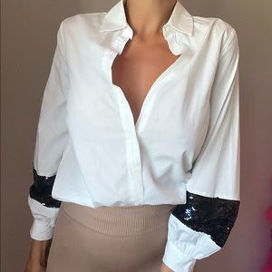 Zara sequin sleeve button up